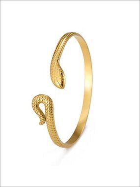 Stainless Steel Snake Bangle Bracelet Open Serpent Vintage Chic Women's Jewelry